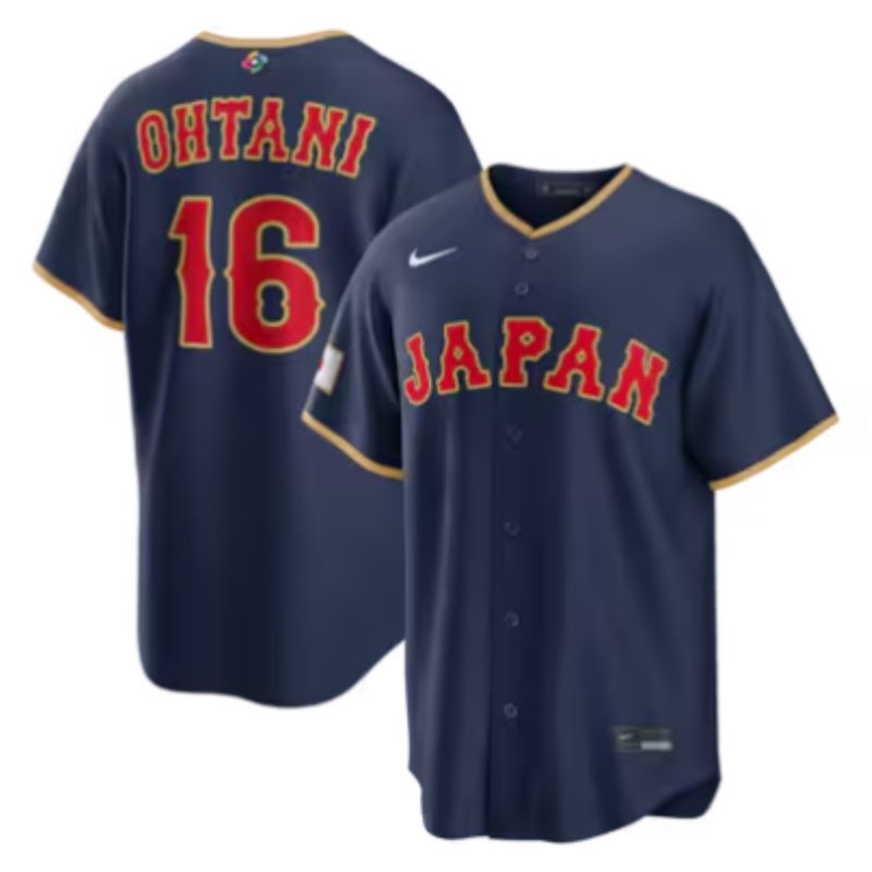 Men 2026 World Cub Japan #16 Ohtani Blue Game Nike MLB Jersey style 001